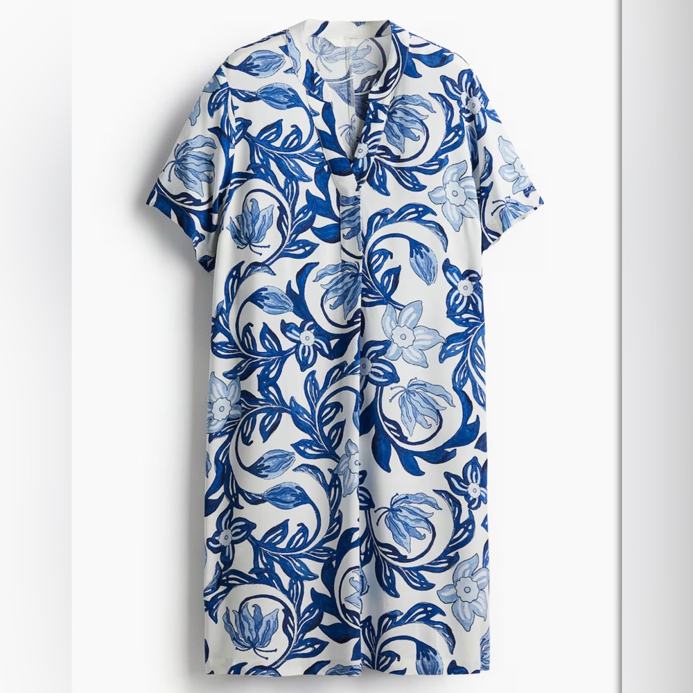 H&M Blue and White Patterned Dress